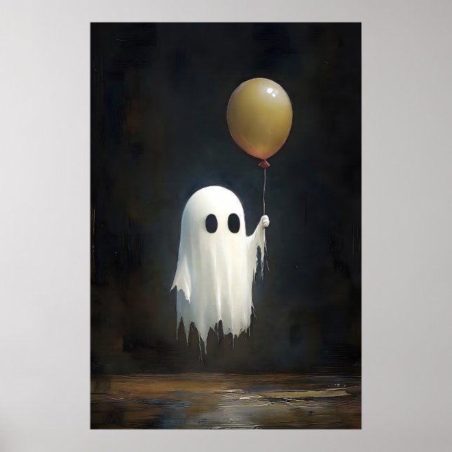 Fantasma fofo com impressão de balão, Halloween di (Frente)