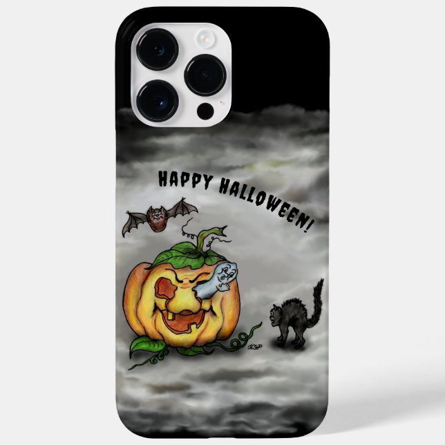 Fantasma, Gato, Bat e Pumpkin, Feliz Halloween! (Verso)