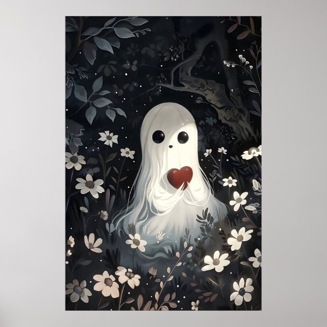 Fantasma Segurando Coração na Floresta Impressão (Frente)