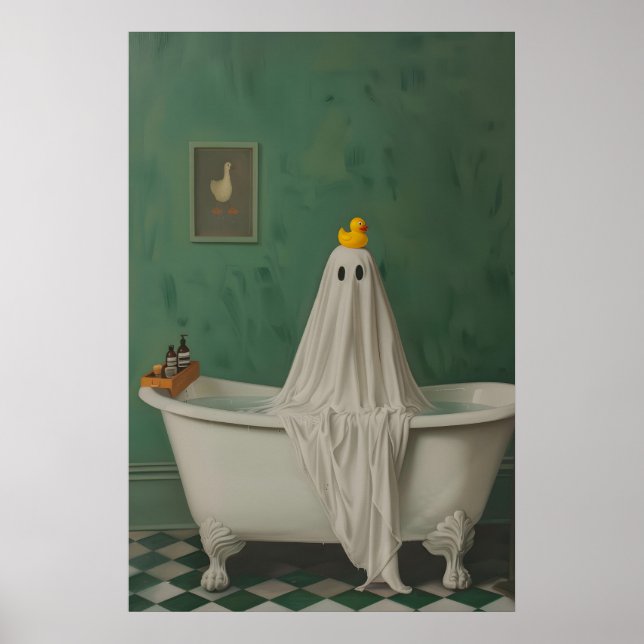 Fantasma Vitoriano no Banheiro, Poster Vintage, Ar (Frente)