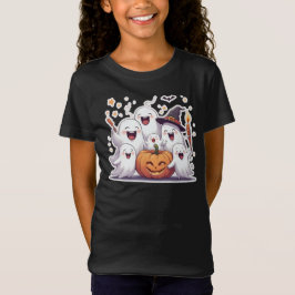 Fantasmas bonitos do Halloween e camiseta de abóbo