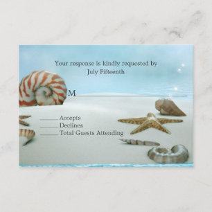 Fantasy Beach com Shells Wedls RSVP Card