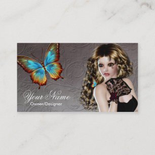 Fantasy Brunette Butterfly Cartão de visita