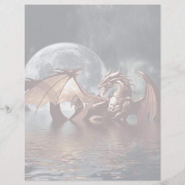 Fantasy Dragon e Ascensão Moon sobre o Oceano (Frente)