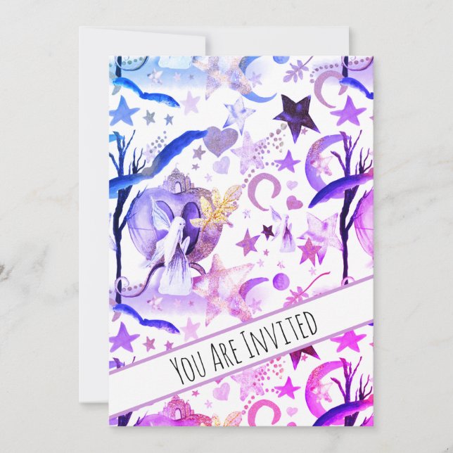 *~* Fantasy Fairy Moon Sky - Convite para Chá de f (Frente)