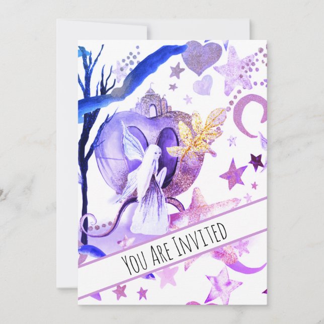 *~* Fantasy Fairy Sky Moon Chá de fraldas Convite (Frente)