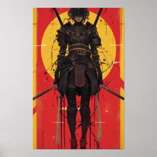 Fantasy Female Warrior em Poster de Figurino Negro