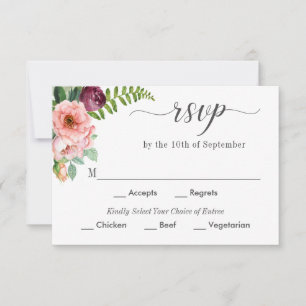 Fantasy Floral Wedding RSVP com opções de entrada