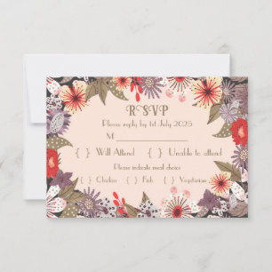Fantasy Flower - Cartão RSVP de Casamento