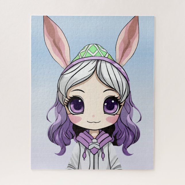 Fantasy Girl com Bunny Ears Quebra-cabeça (Vertical)