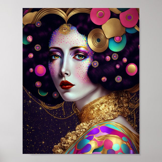 Fantasy Glam Mulher Pop Art Poster (Frente)