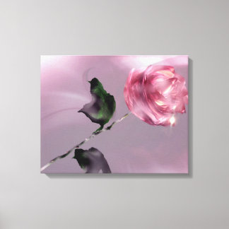 Fantasy Glassy Pink Rose Canvas Floral