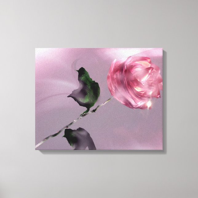 Fantasy Glassy Pink Rose Canvas Floral (Frente)