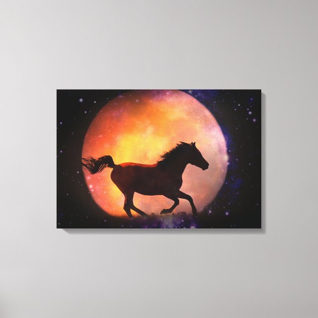 Fantasy Horse and Moon Canvas Wall Art (Frente)