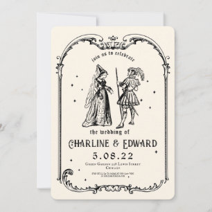 Fantasy Medieval gravando Convite de Casamento de 