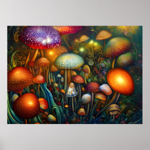 Fantasy Mushroom Poster