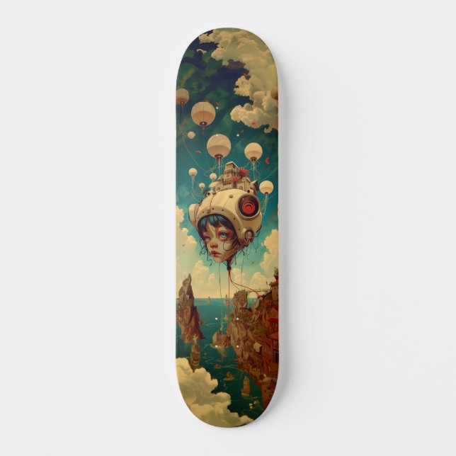 Fantasy robot ship wall art skateboard (Frente)