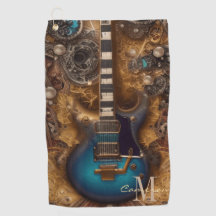 Fantasy Steampunk Vintage Blue Guitar