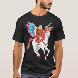Fantasy Warrior em Unicórnio T-Shirt