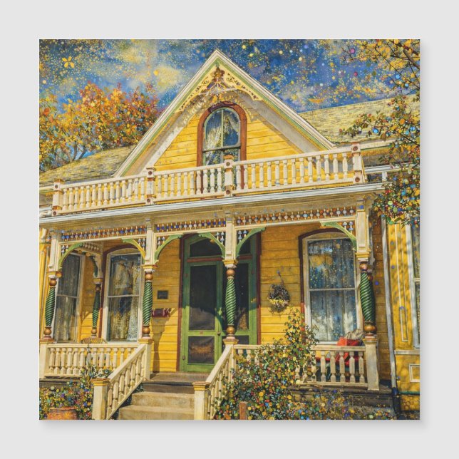 Fantasy Yellow Victorian Magnet (Frente)