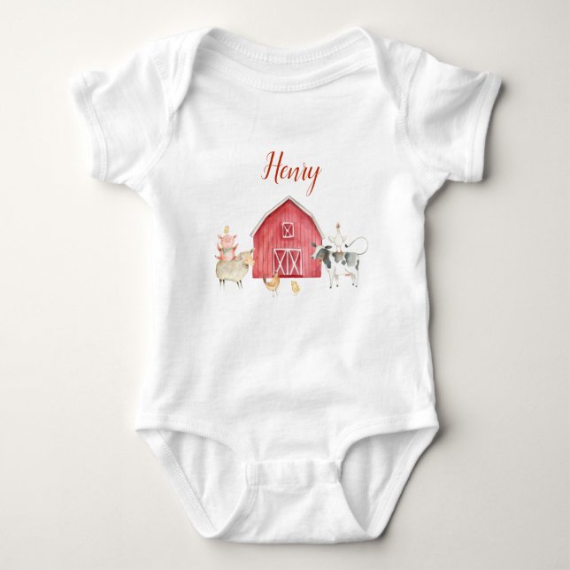 Farm Animals & Red Barn Birthday Party T-Shirt (Frente)