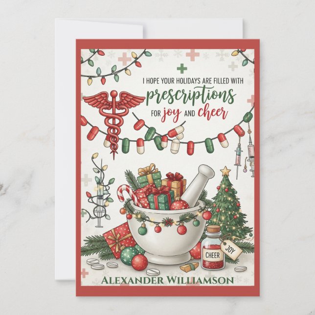 Farmácia Tech e enfermeira Joy com Cartão de Natal (Frente)