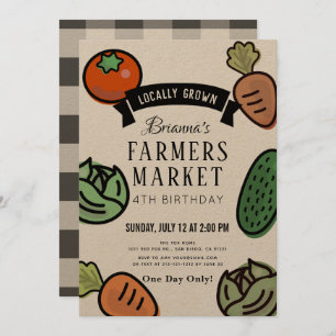 Farmers Market Kraft Paper Convite Aniversário