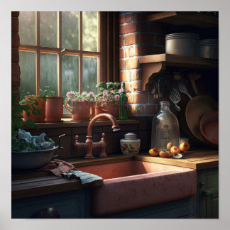 Farmhouse Kitchen Impressão 12X12