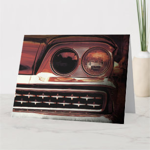 Faróis de carro vintage Grill Grande Cartão de Ani