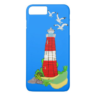 Farol com capas de iphone de gaivotas