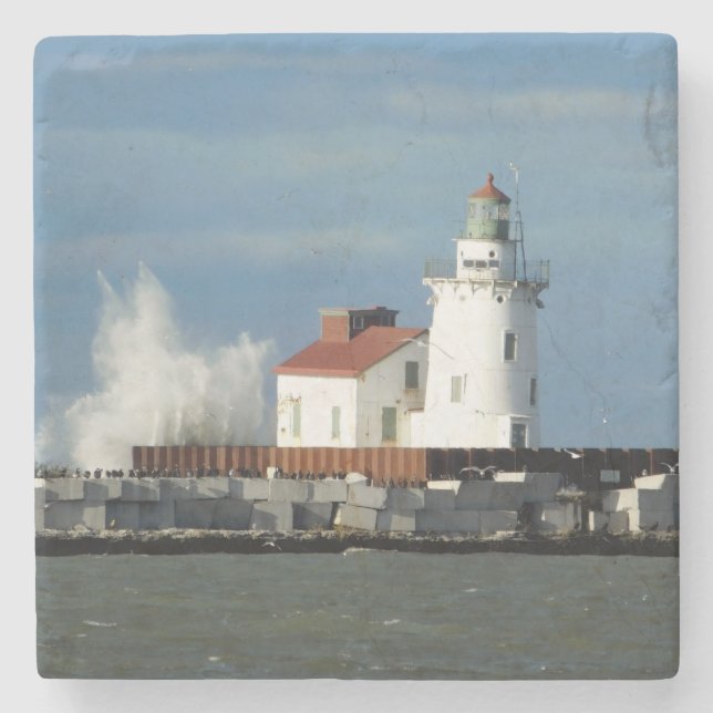 Farol com Porta copos de pedra de onda (Frente)