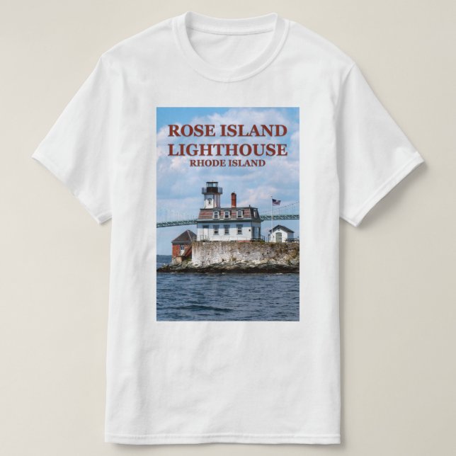 Farol cor-de-rosa da ilha, Rhode - t-shirt da ilha (Frente do Design)