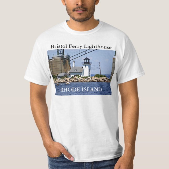 Farol da balsa de Bristol, Rhode - t-shirt da ilha (Frente)