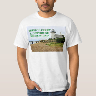 Farol da balsa de Bristol, Rhode - t-shirt da ilha