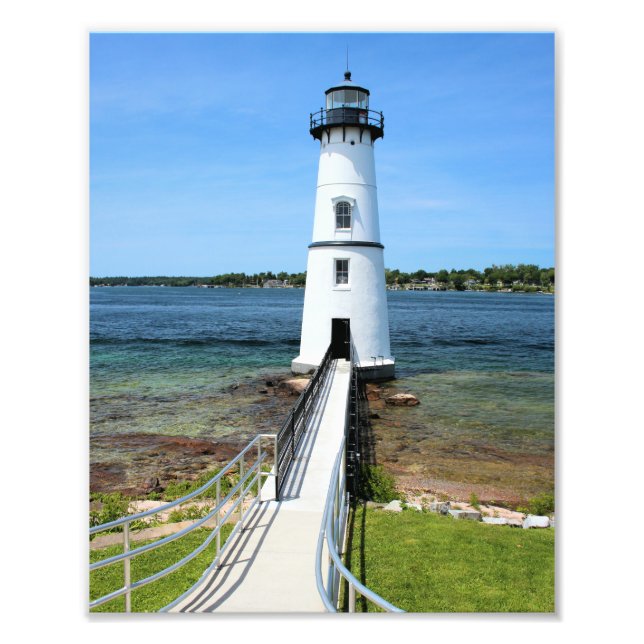 Farol da Ilha Rock, Nova York 8x10 Foto Impressa (Frente)