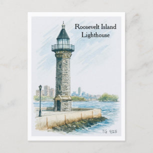Farol da Ilha Roosevelt NYC Cartão Postal