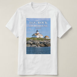 Farol da rocha do ovo, t-shirt de Maine do porto