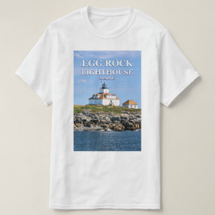 Farol da rocha do ovo, t-shirt de Maine do porto