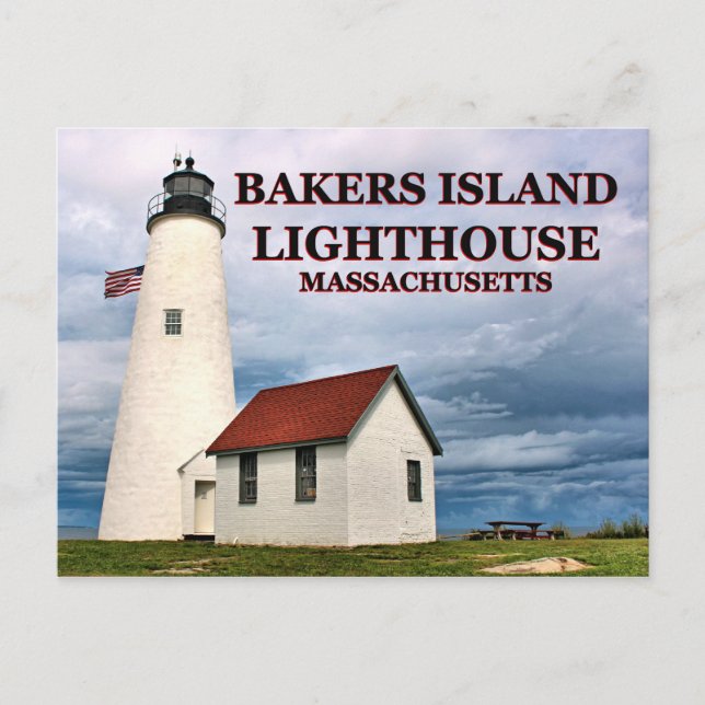 Farol de Bakers Island, cartão postal de Massachus (Frente)