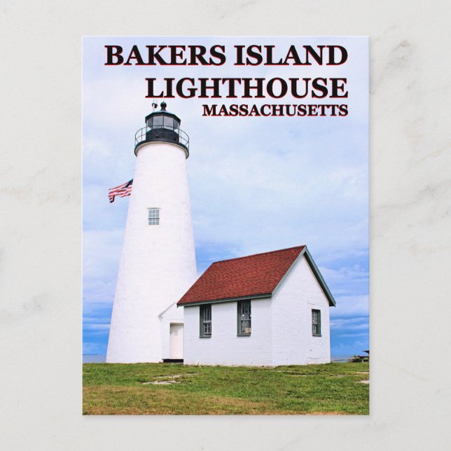 Farol de Bakers Island, cartão postal de Massachus (Frente)