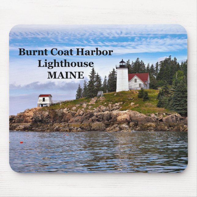 Farol de Casaco Harbor queimado, Maine Mousepad (Frente)