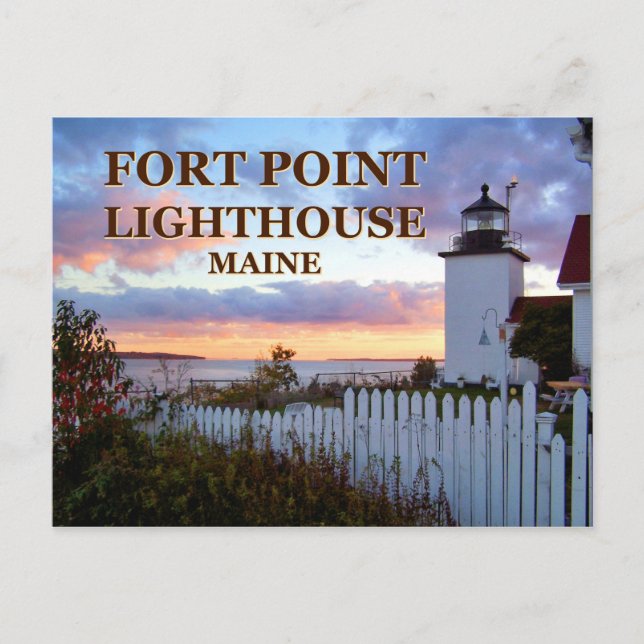Farol de Fort Point, cartão postal do Maine (Frente)