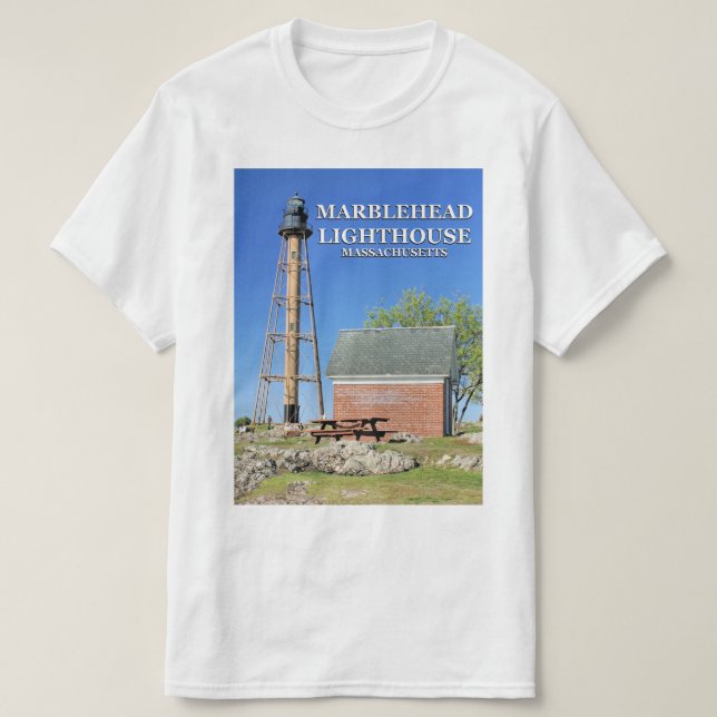 Farol de Marblehead, t-shirt de Massachusetts (Frente do Design)