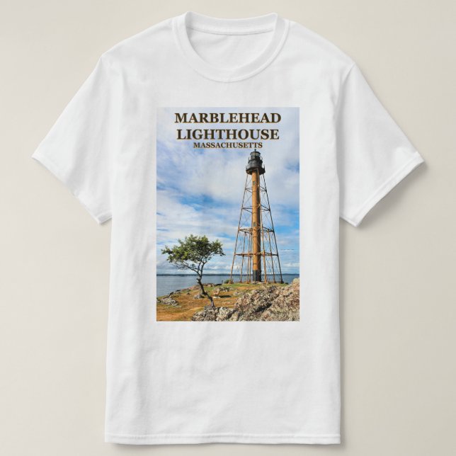 Farol de Marblehead, t-shirt de Massachusetts (Frente do Design)
