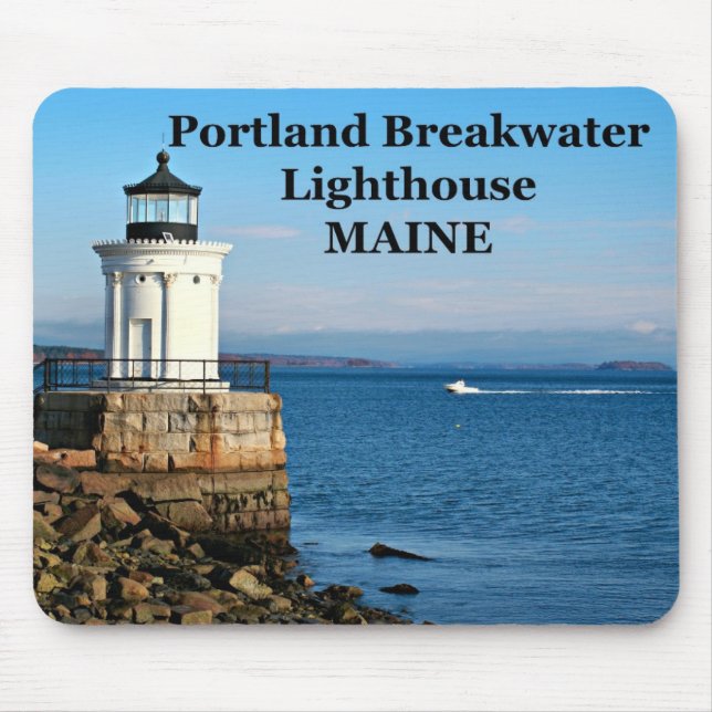 Farol de Portland Breakwater, Maine Mousepad (Frente)