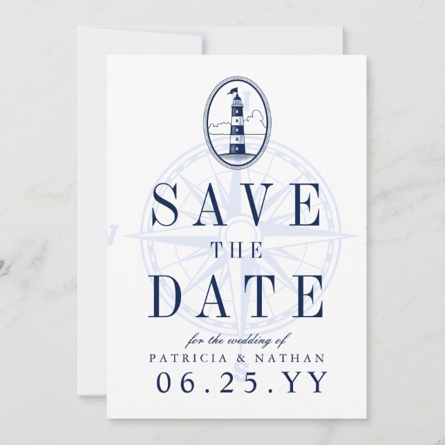 Farol de Praia | Guardar o Convite de Data (Frente)