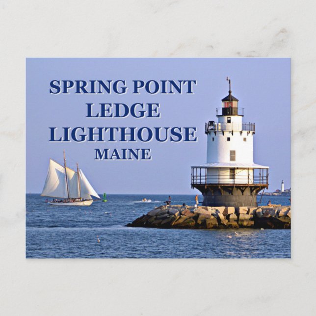 Farol de Spring Point Ledge, cartão postal do Main (Frente)