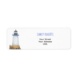 Farol de Watercolor - Etiqueta de Endereço de Devo