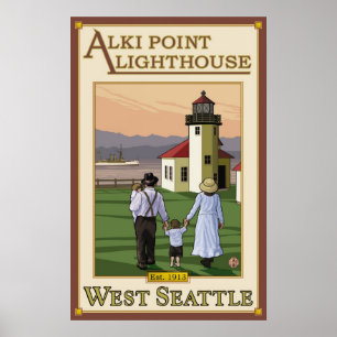Farol do ponto de Alki - Seattle ocidental, poster