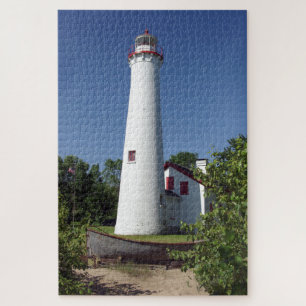 Farol do ponto do esturjão com quebra-cabeça do